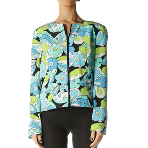 Maggy London Women's Floral Silk Jacket Multicolor Casual Size 10